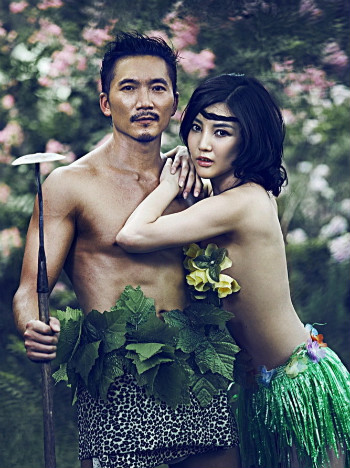 果蔬菜叶裹身清凉“止渴” 女星上演“夏娃的诱惑”